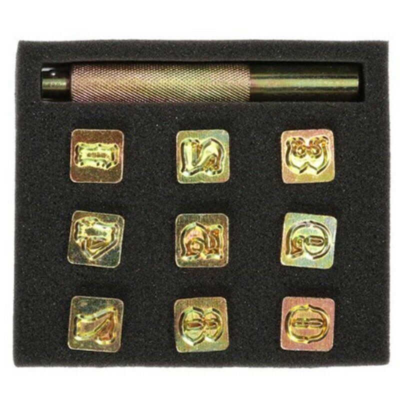 9Pcs Digital Leather Stamping Printing Punching Tool Metal Stamp Set Leathe Y6M5