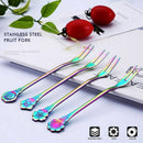 4 piece set of stainless steel creative magic flower flower fruit fork colo D4P3