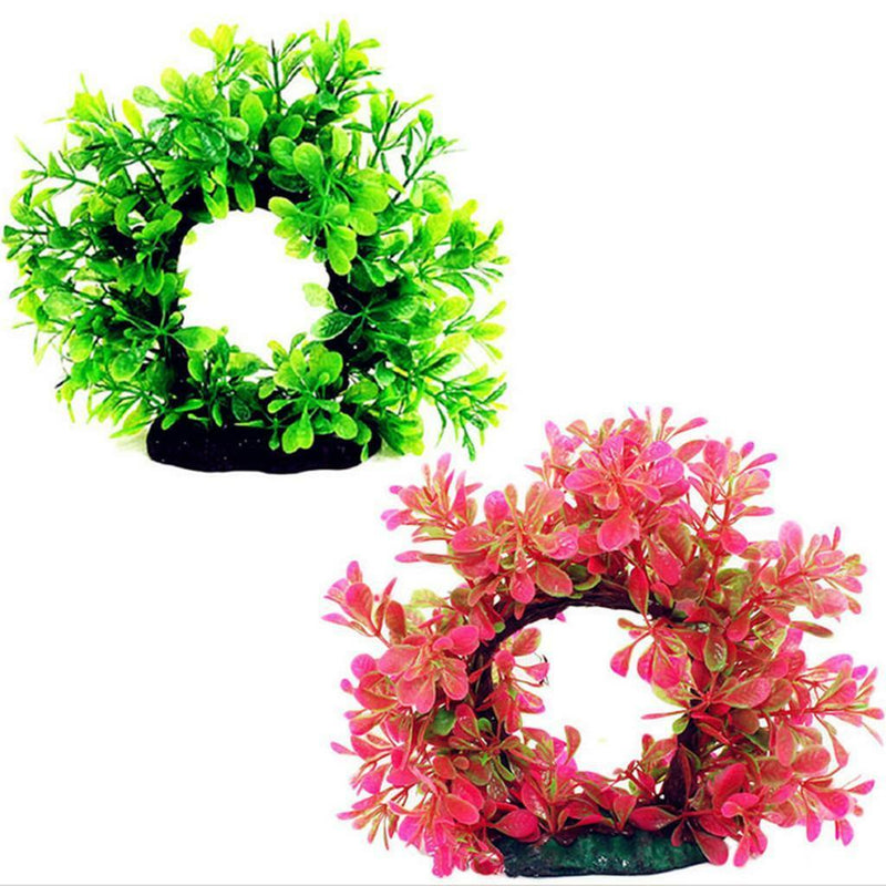 Aquarium Ornament Fish Tank Artificial Water Plant Gate Shape Decor-Red