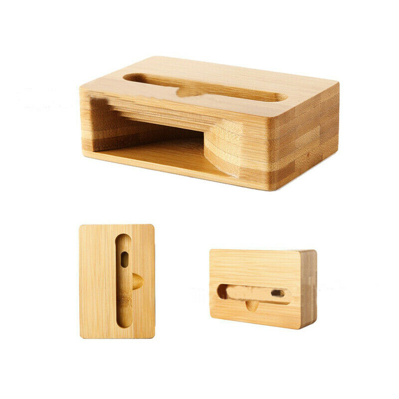 Wood Bamboo Phone Holder Sound Speaker Amplifier Desk Dock Docking Phone Stand