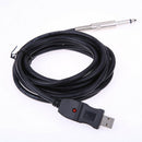 Guitar Bass 1/4'' 6.3mm To USB Link Connection Instrument Cable Adapter