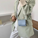 Leather Women Messenger Bag Mini Square Shoulder Satchel Handbags (Blue) A