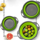 2 x Collapsible Colanders (Strainers) Set kitchen Strainer Space-Saver Fold