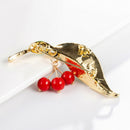 Enamel Cherry Piercing Brooch Pin Collar Decor Badge Corsage Jewelry Women G JR