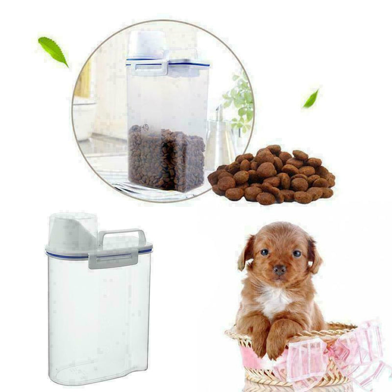 Pet Food Storage Container Airtight Dog Cats with Measuring Cup Clear Favor W8L5