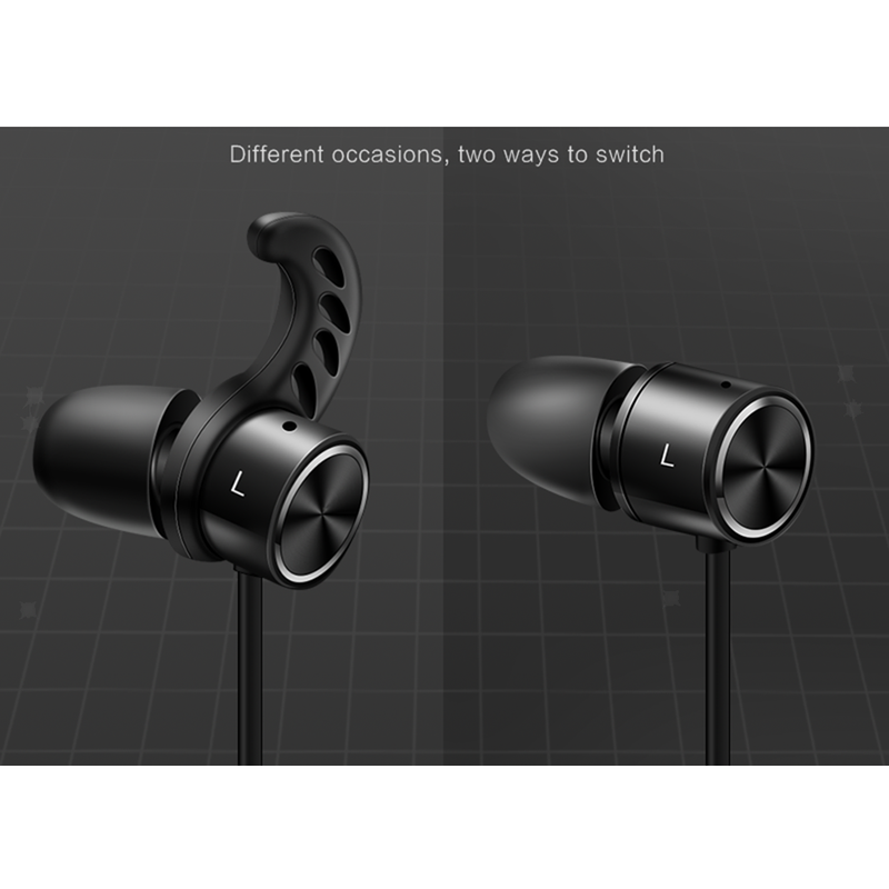 Sports Bluetooth Earphone Magnetic Earpiece Wireless Neck-hook Headset black
