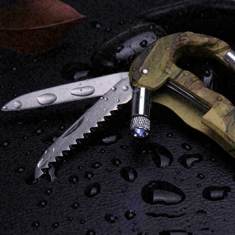 4 In 1 Multifunctional Tool Carabiner Hook Cutter Gear EDC Tool Camping Hot S2Z5