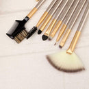 Professional 24pcs Cosmetic Makeup Powder Blush Brush Set With Leather Bag A