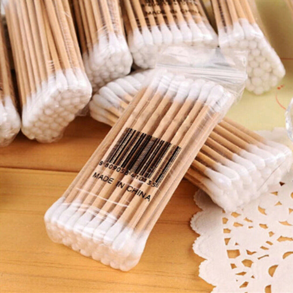 80x Makeup Cotton Swab Double Head Cotton Buds Wood Sticks Ears CleaningTool  Kw