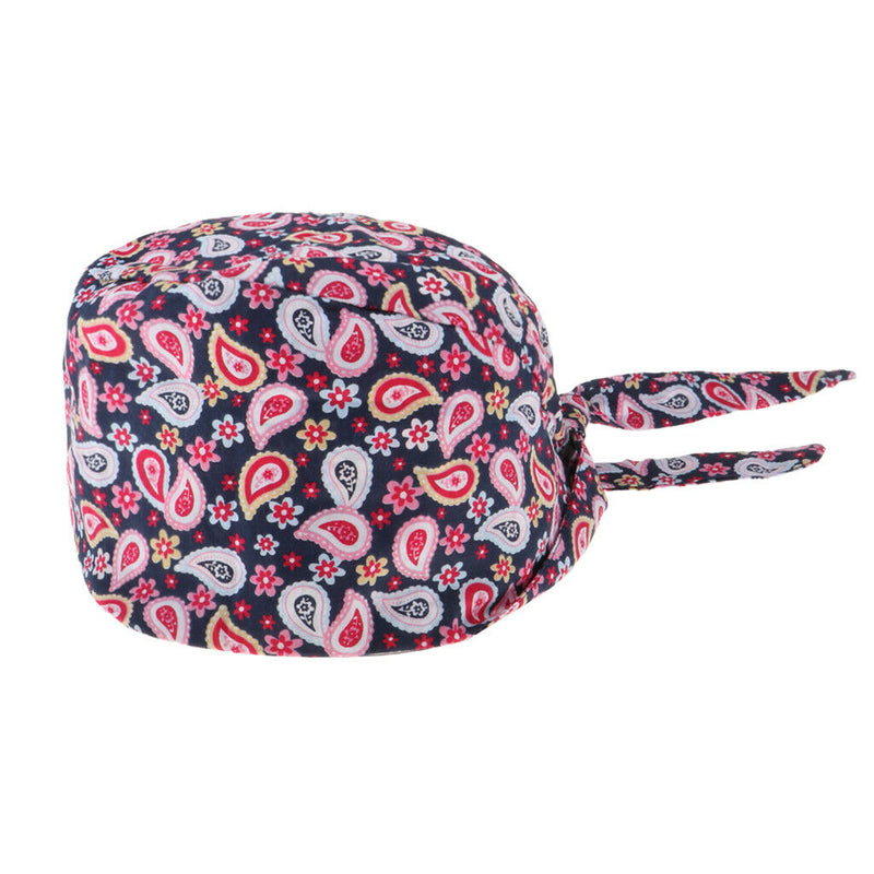 4x Adjustable Patterned Doctor Scrub Cap Beanie Cap Chemo Cap for Ponytail