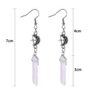 Clear Quartz Moon Earrings - Boho, Witchy, Natural Stones, Esoteric, Celestial~