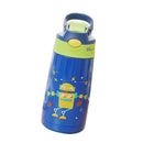400ml Kid Spill-Proof Sippy Vacuum Cup with Straw School Outdoor Dark Blue