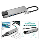 6 in 1 USB C Hub Multiport Adapter with 4K HDMI 2 USB 3.0 RJ45 PD charging port
