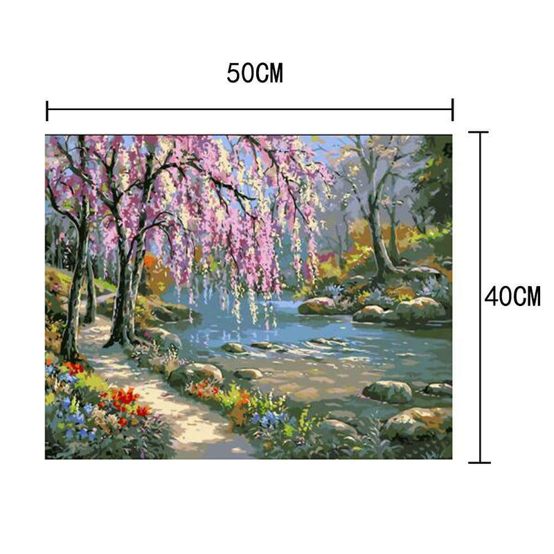 DIY Painting by Numbers Romantic Creek Oil Painting on Canvas Home Decor