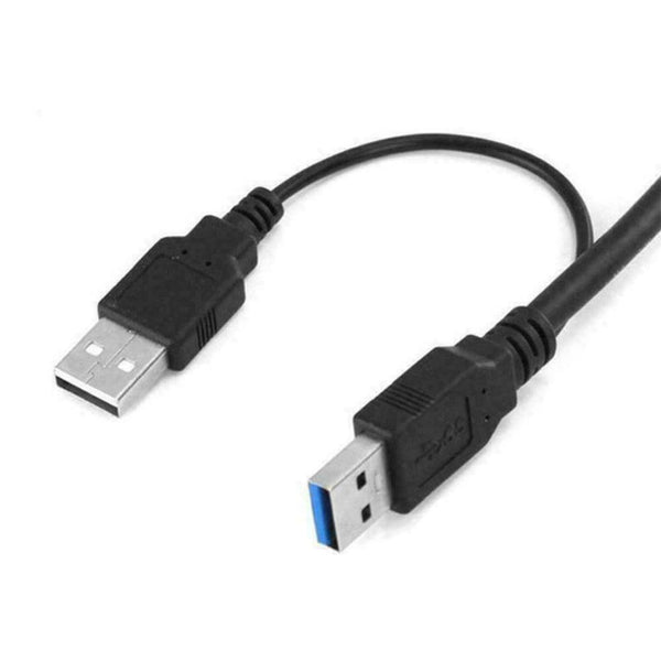 1.5FT Dual USB 3.0 A Male to Micro B Y Power Data Cable Hard Disk Mobile X2T3