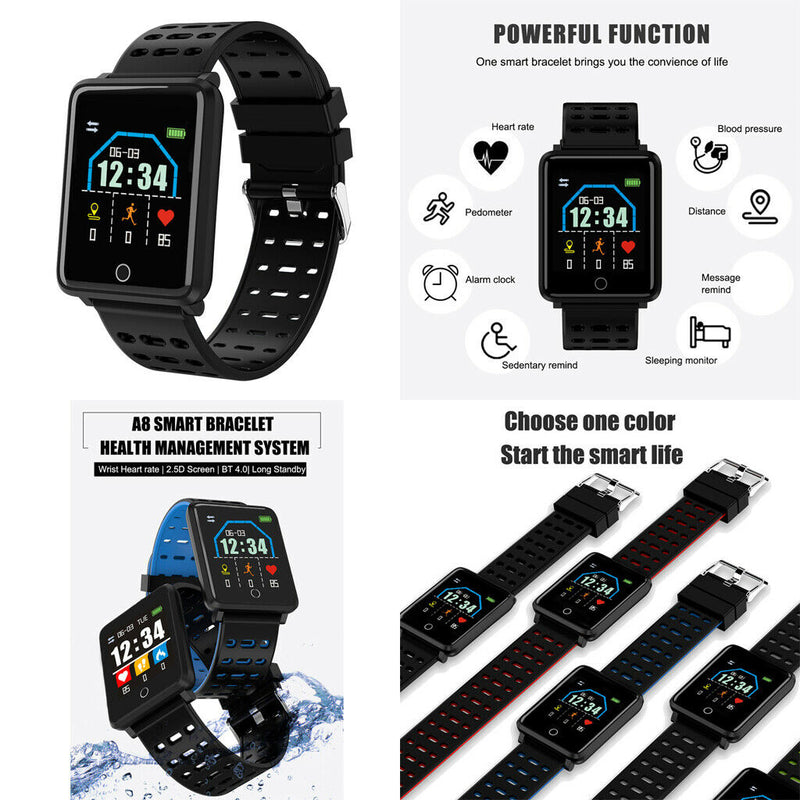 Electronic Sports Bluetooth Smart Watch Alarm Clock 180mAh Men Women Black