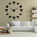 Jungle Animals Elephant Diy Large Wall Clock Home Decor Modern Design Mirro L6O9