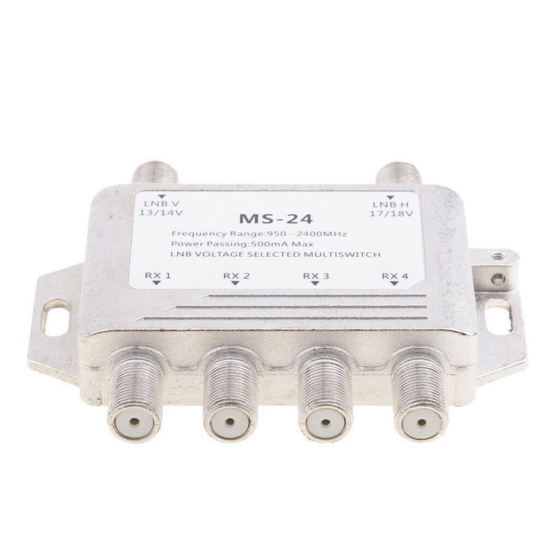 2x4 Satellite MultiSwitch Splitter FTA TV LNB Switch Cascade 2 in 4 Out