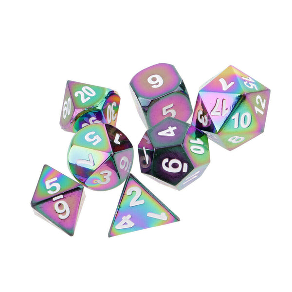 7 Pieces Opaque Zinc Alloy Polyhedral Dice D20 D12 D10 D8 D6 D4 White Number RPG