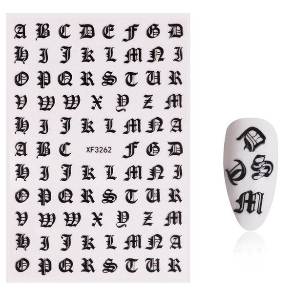 5Pcs Letter Alphabet DIY Nail Art Stickers Tips Decoration Decals Stencils