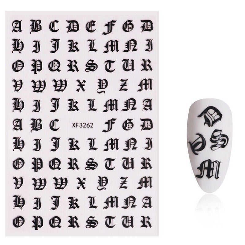 5Pcs Letter Alphabet DIY Nail Art Stickers Tips Decoration Decals Stencils