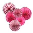 Party Hanging Paper Fans Set, Round Pattern Paper Garlands Decoration for B