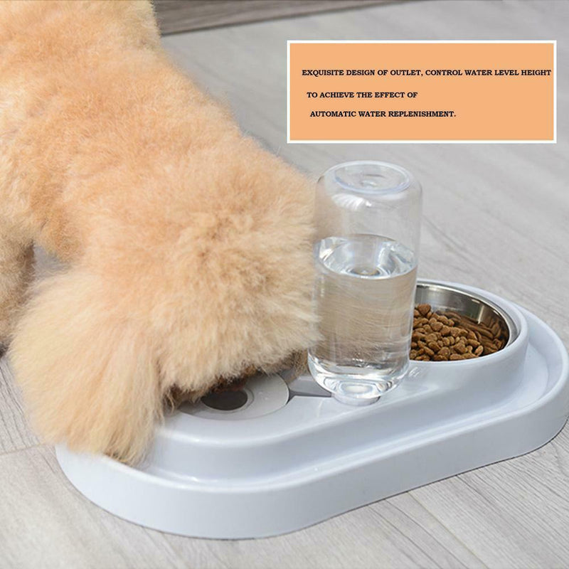 2 in 1 Dual Port Pet Dog Cat Automatic Feeder+Drinker Food Water Bowl Dispenser