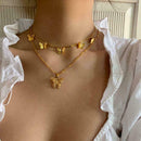 Elegant Double Layer Butterfly Choker Chain Pendant Women Favor Necklace Gi U2S2