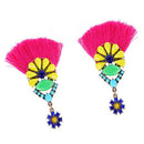 Short Tassel Drop/ Dangle Earrings with Rhinestones Colorful