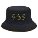 Double-sided Casual Finger Gesture Ok Bucket Hat Women Summer Fold Two Sided OZ