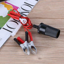 Female Car Lighter Power Socket to Battery Clip-On Crocodile Clip