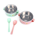 Cartoon Kids Stainless Steel Bowl Spoon Baby Infant Food Feeding Tableware