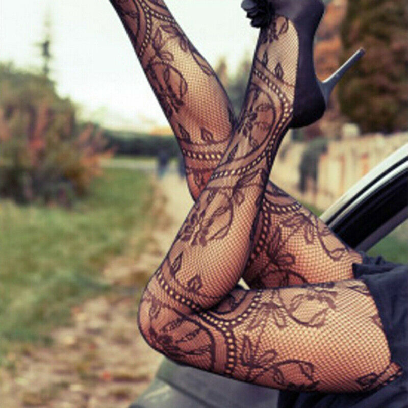 Women'S Black Lace Fishnet Hollow Patterned Pantyhose Tights Stocking Linger Hn
