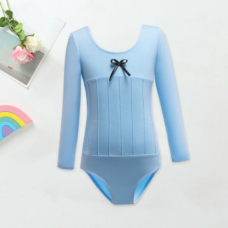 Kids Girls Long Sleeve Ballet Dancer Leotard for Ballerina (Blue 10-11T) A
