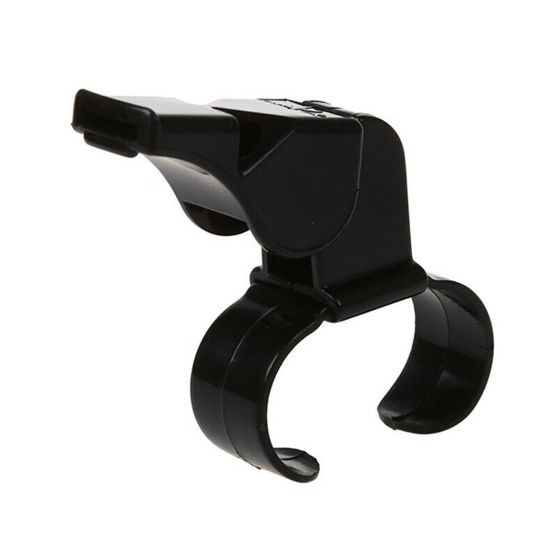 Black Plastic Pealess Finger Grip Sports Referee Whistle I6M2