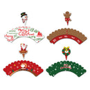 24PCS Christmas Cake Wrappers Cake Toppers Cupcake (12 Wrappers + 12 TopperS Ew