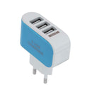 3USB EU Plug LED Mobile Phone Charger Multi-Head Travel Charger(2A)(Blue)