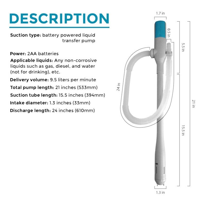 Portable Power Transfer Battery Pump Hand Fuel Pumps Electric Battery Opera K6Y8