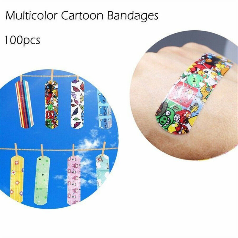 100PCs Cute Cartoon Woundplast Adhesive Bandage Wound Stickers for kids
