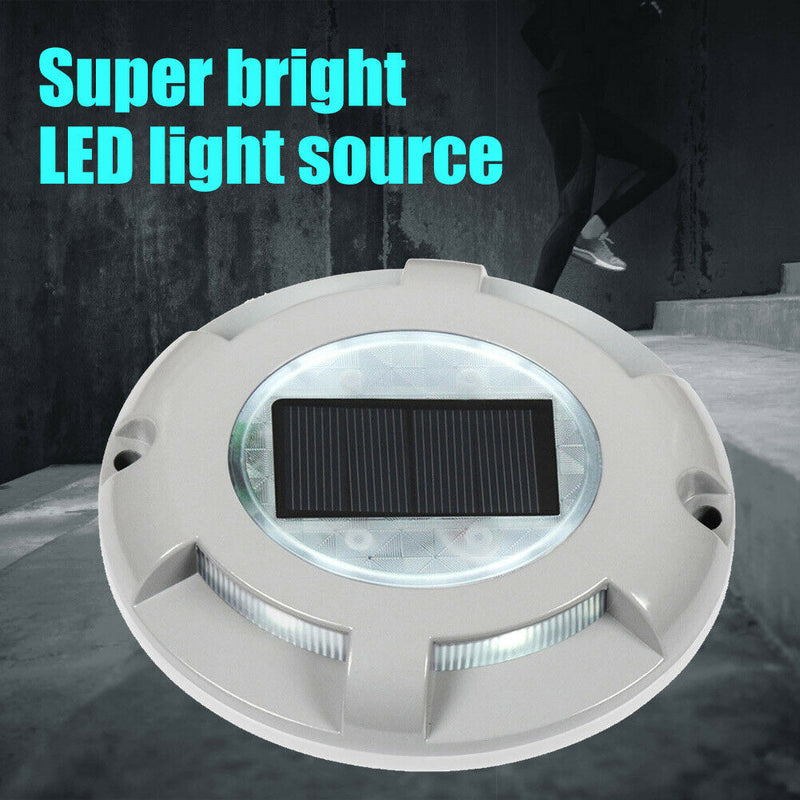4LED Round Ground Light Waterproof Solar Underground Lamp (Cold White) A