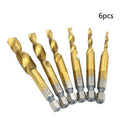6PCS Hex Shank Titanium Plated Screw Thread Drill Bits Set Compound Tap M3 TUF