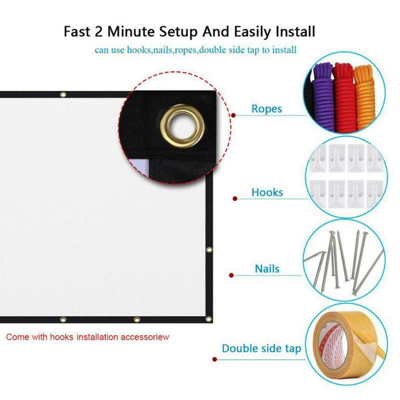 Projector Simple 150" inch 16:9 HD Foldable Screen for Home Theater Office
