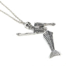 Gothic Mermaid Halloween Horror Skeleton Metal Pendant Necklace Handmade Jewelry