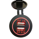12V-24V 3.1A Red LED Dual USB Port Car Charger Power Adaptor Socket
