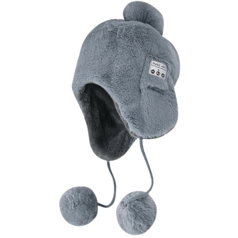 Bluetooth Headphones Beanie Hat Smart Wireless Headset Knit Smart Cap Gray