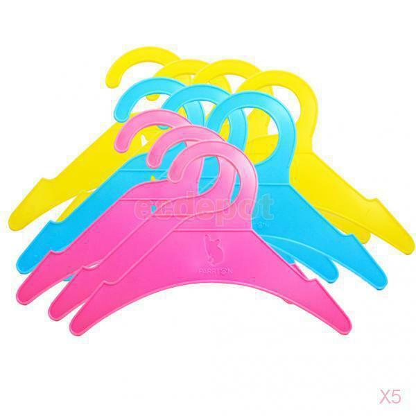 5x 10Pcs Plastic Pet Dog Puppy Cat Clothes Clothing Hangers 19cm Random Color