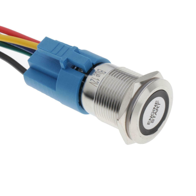 12V 19MM Car Blue LED Push Button Switch Engine Start Momentary Starter Switch