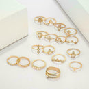 17 Pcs/set Boho Style Rings Set Delicate Crown Star Drop Water Triangle Rin G2Q2