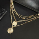 Fashion Multi Layer Necklace Coin Pendant Clavicle Chain Retro Jewelry Gift
