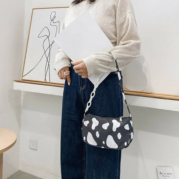 Cow Milk Printed Women Handbag Tote Female Casual Underarm Shoulder Bag (4)